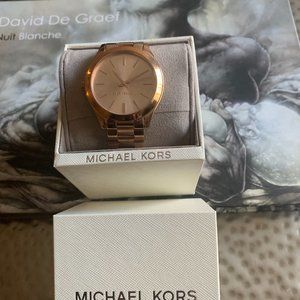 Michael Kors Slim Runway Rose Gold Dial Steel Strap Watch- Brand New with Box
